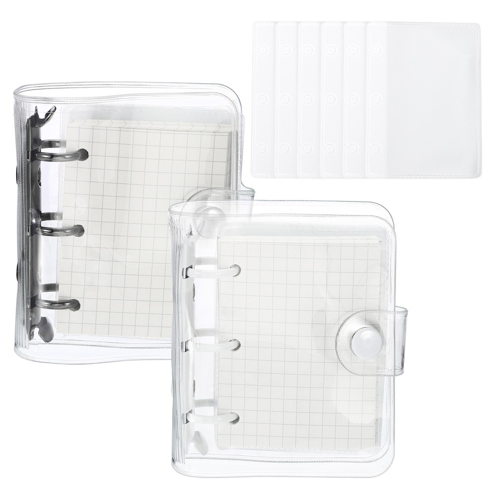 Clear 3 Ring Binder Cover, 2 Pack PVC Notebook Binder, Black White