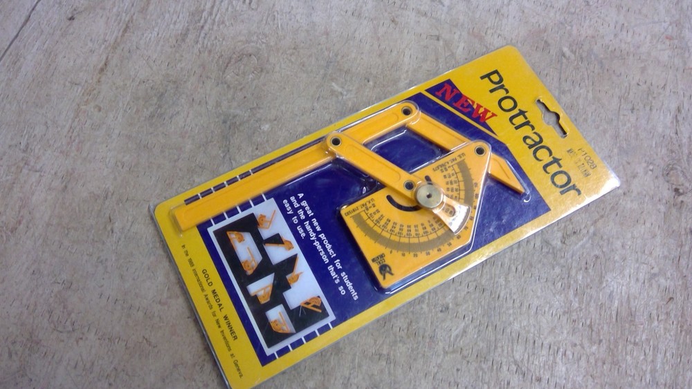 NOS  Protractor Angle Finder, Adjustable Protractor 0°-180° Yellow