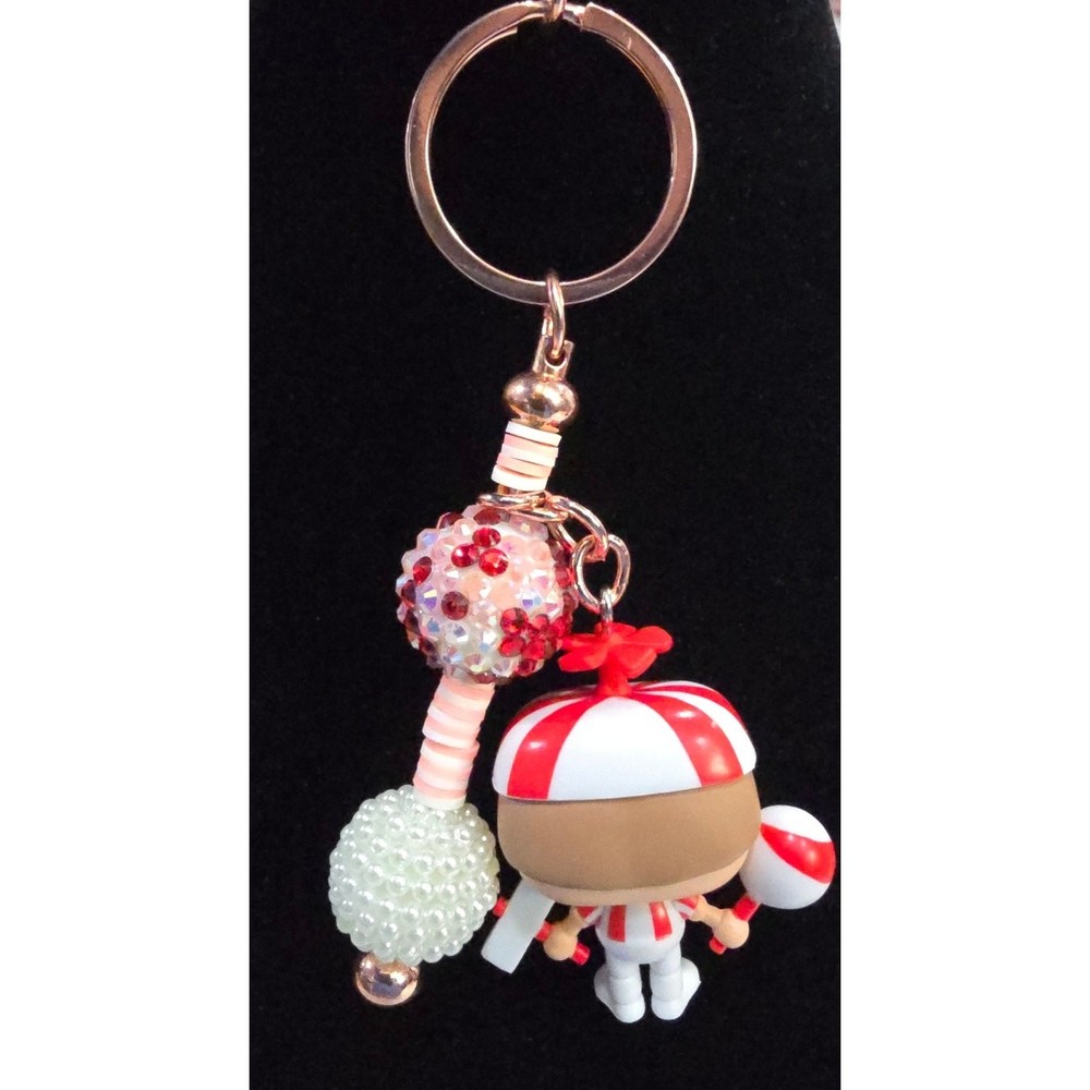 Handmade Beaded Keychain With Reworked Mini Figure | Unique Bag Charm