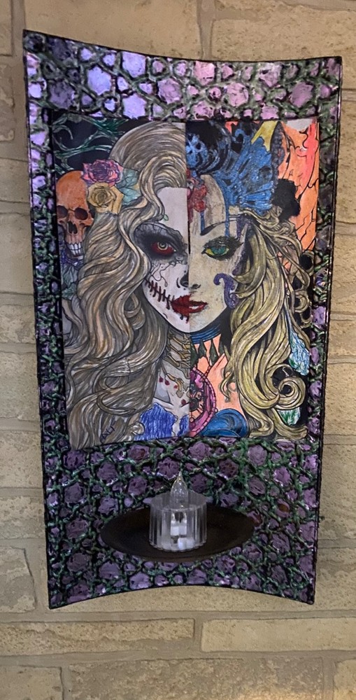 Handmade multicolored candle holder paintings