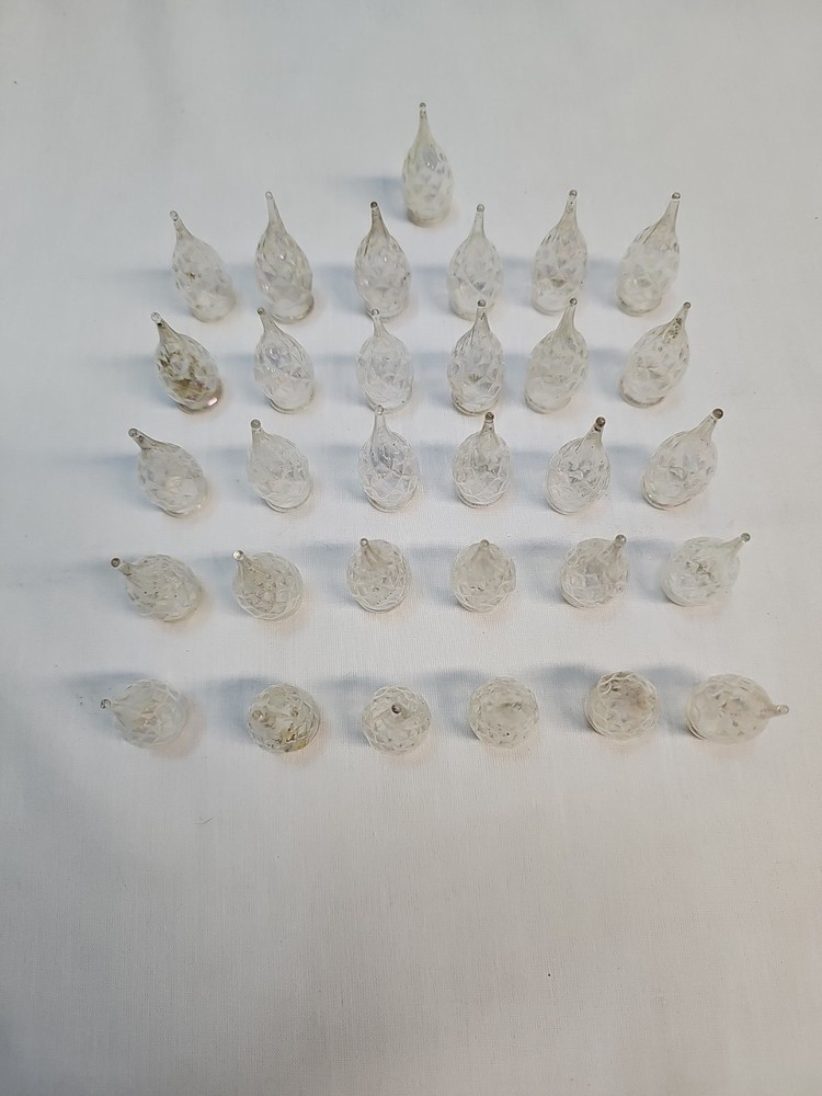 Diamond Pattern Glass Flame Tip Christmas Light Covers Clear Opalescent x31 READ