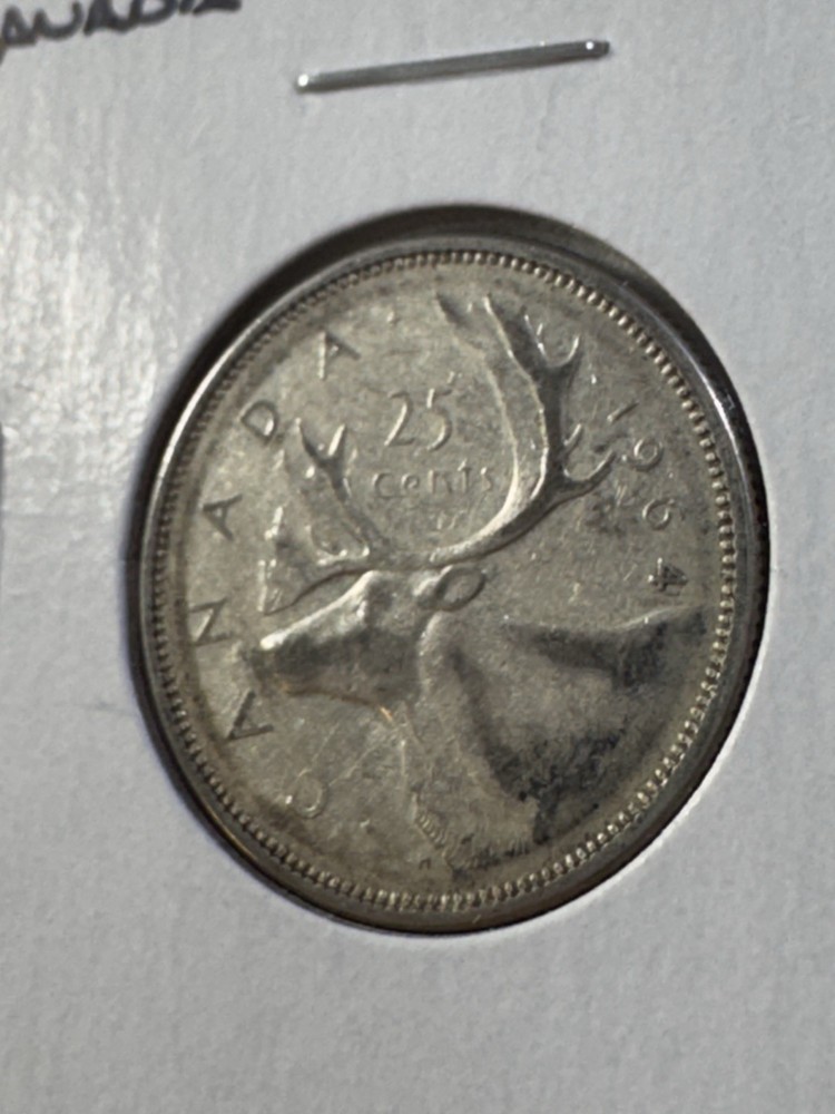 1964 Canada 25 Cents Silver Coin
