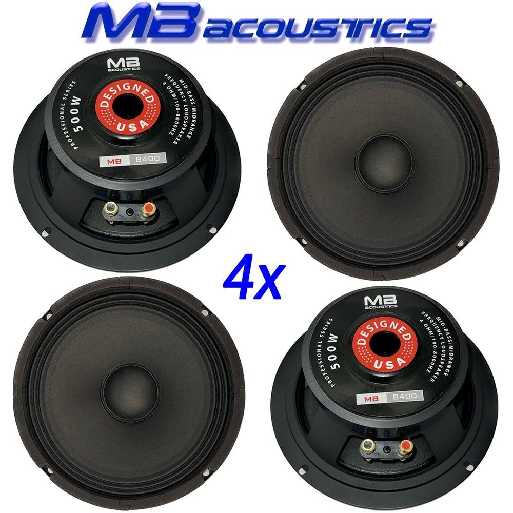 4x  MB Acoustics 8" Midrange Pro Audio Speakers 4 ohms 2000 Watts