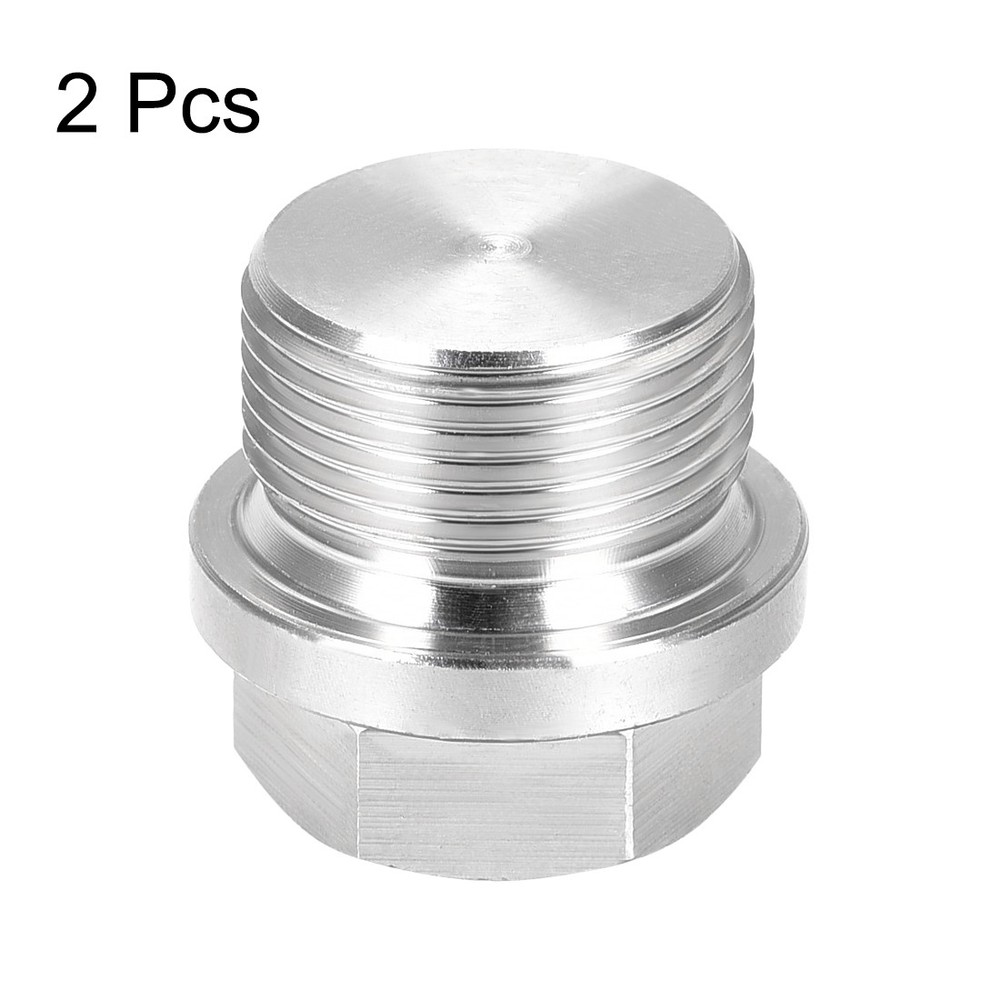 M24 x 1.5 Male Outer Hex Head Plug 304 Stainless Steel Solid Thread 2Pcs