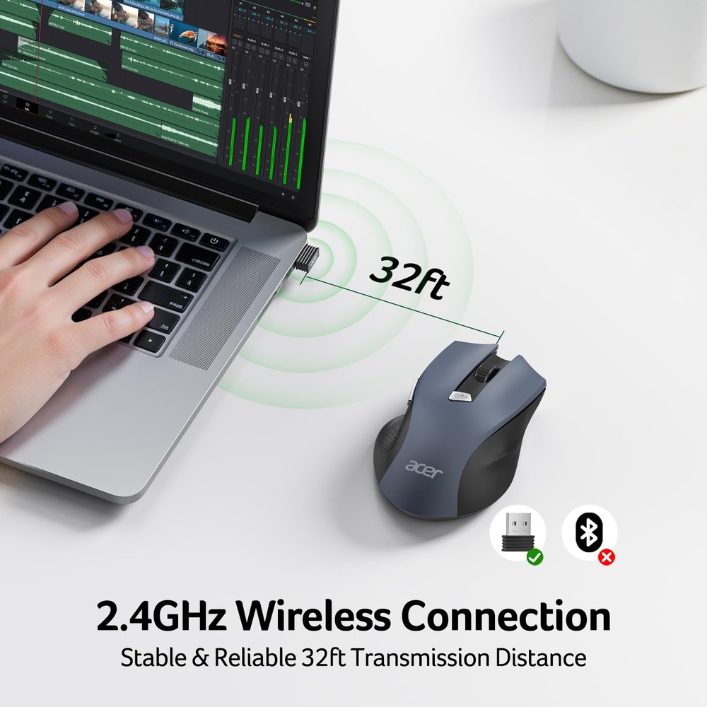 Wireless Mouse for Laptop, 2.4GHz Computer Mouse 3 Adjustable DPI Office Cord...