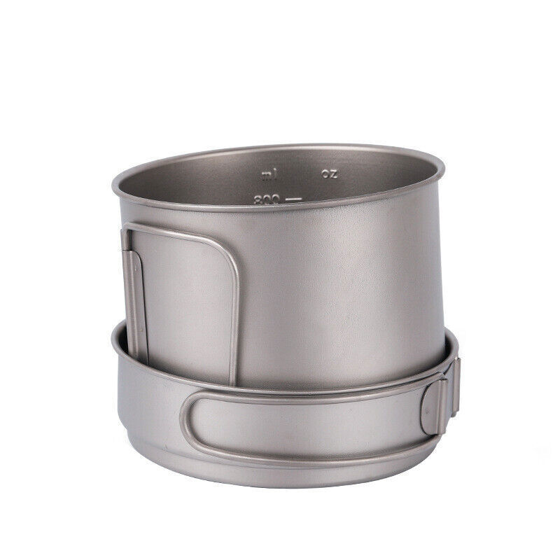 Ultralight Titanium Pan Outdoor Cookware Camping Pot Folding Tableware 1100ML