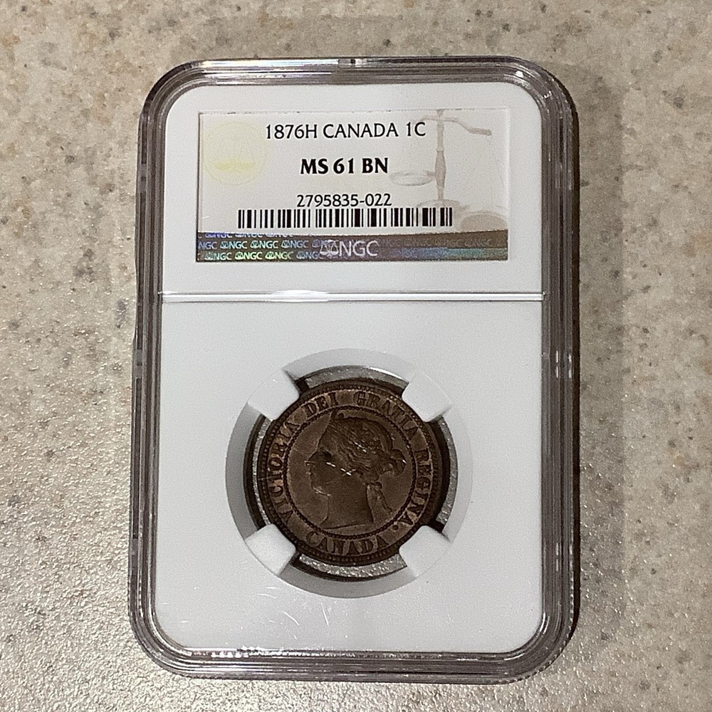 1876H Canada One Cent NGC MS61BN