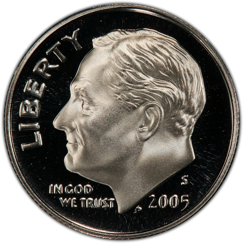 2005-S Clad Proof Roosevelt Dime 10C