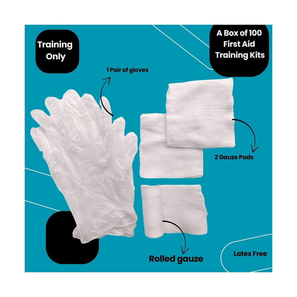 MCR Medical Box of 100 First Aid Training Kits, Basic