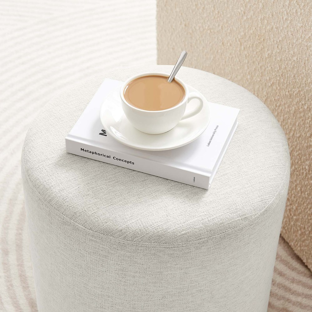 Modway 16" Round Woven Heathered Fabric Upholstered Ottoman