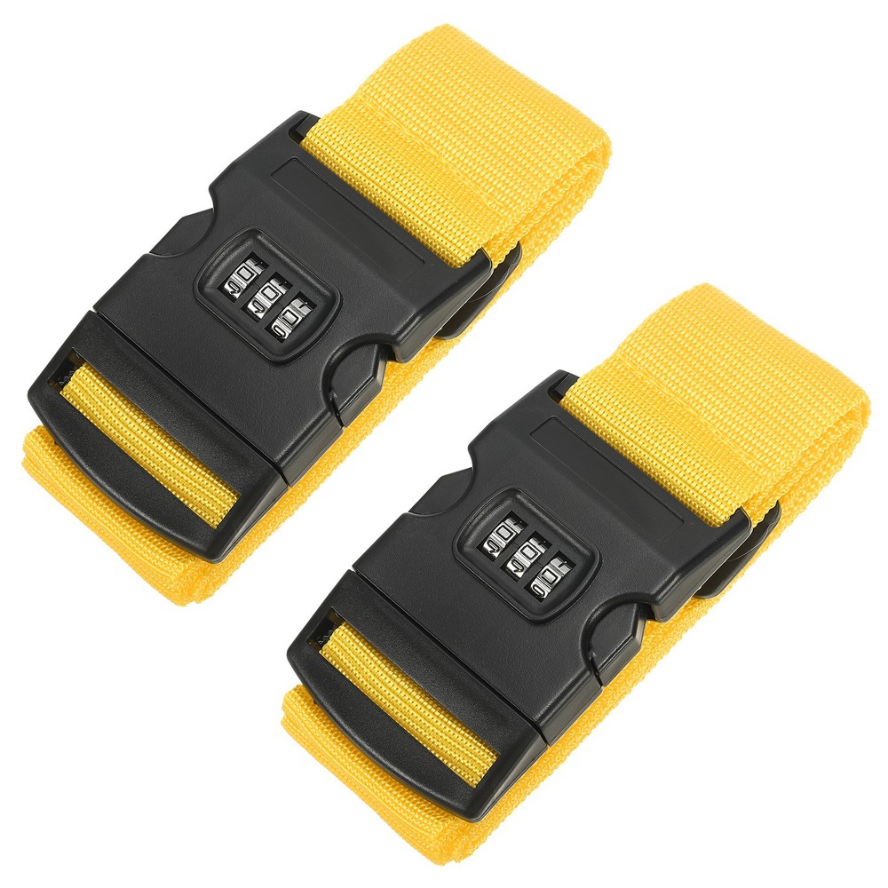 2Pack Luggage Strap with Combination Lock TSA Approved Yellow