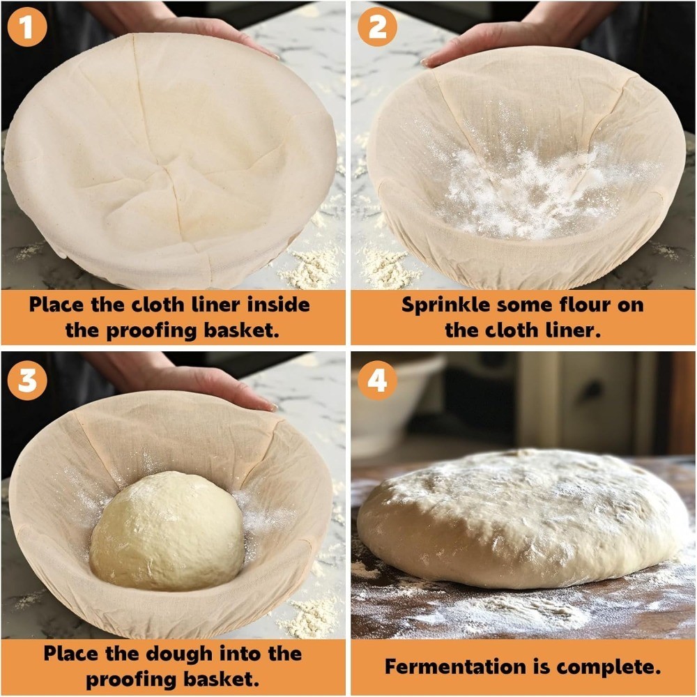 Reusable Elastic Banneton Liner Cloth Covers 2-Pack for Sourdough Bread Proofing