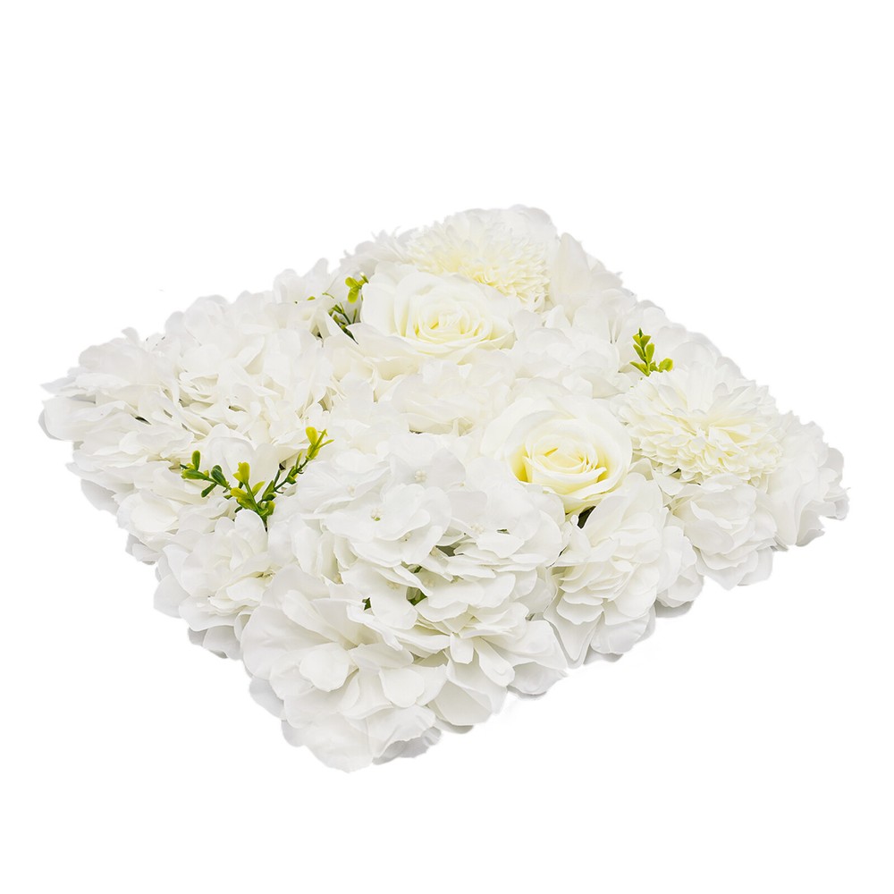 3D Flower Wall Panel-12pcs Artificial Flower Wall Background Silk Rose Wedding