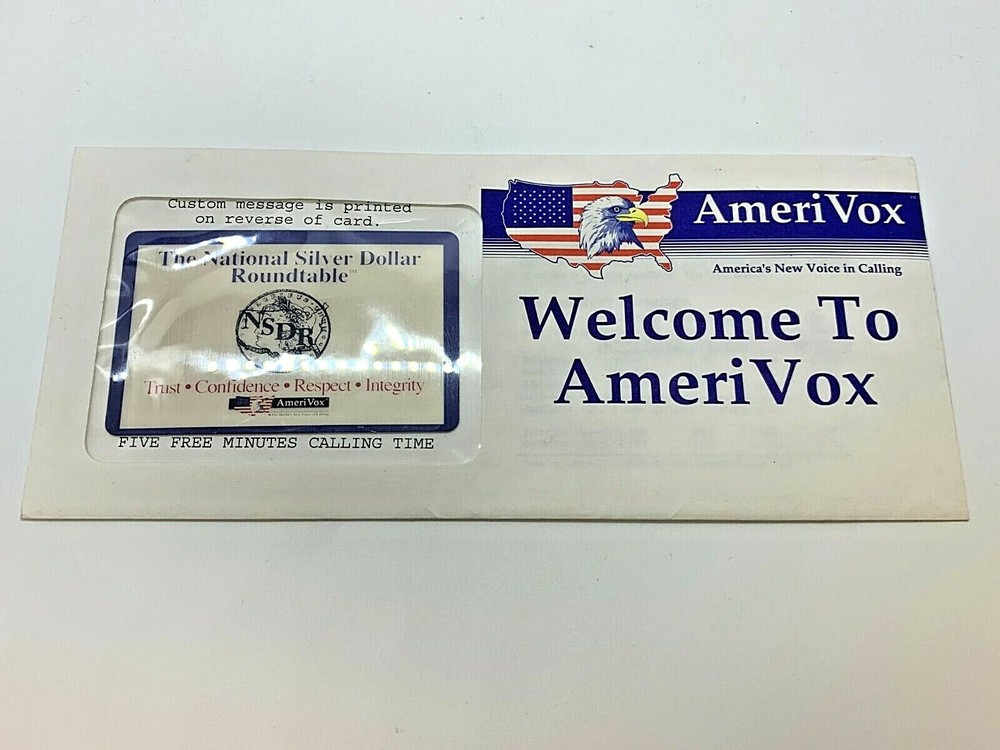The National Silver Dollar Roundtable Ameri Vox Phone Card In Original Envelope