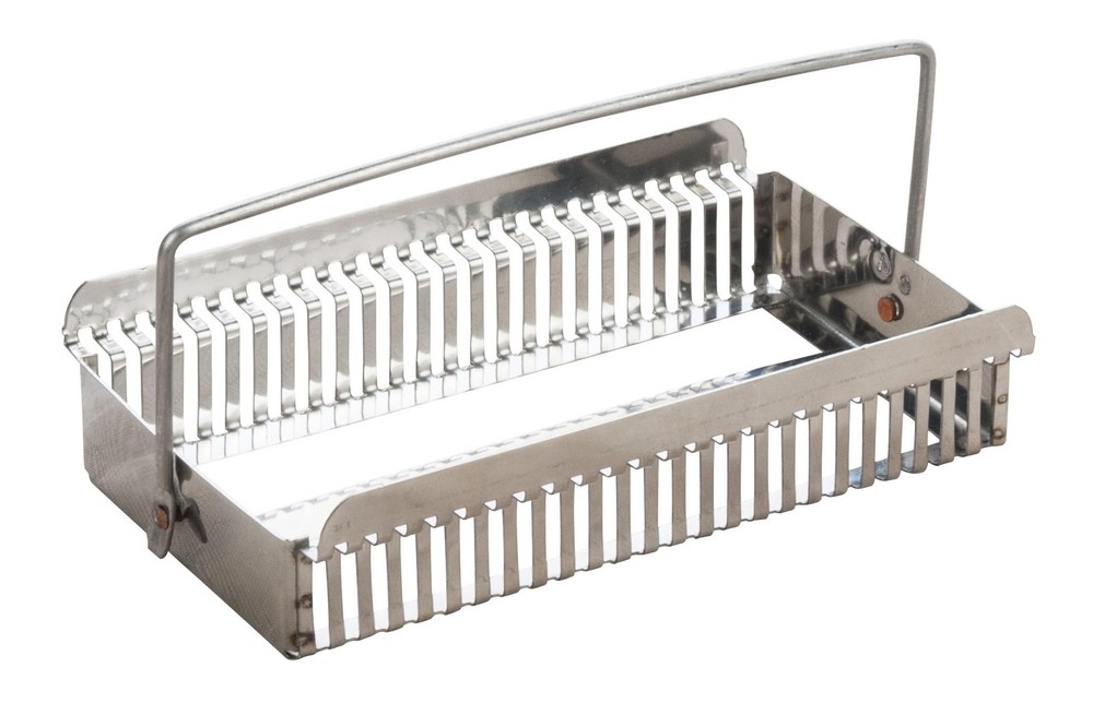 EISCO Staining Rack, 25 Slides, Aluminum with Handles Silver