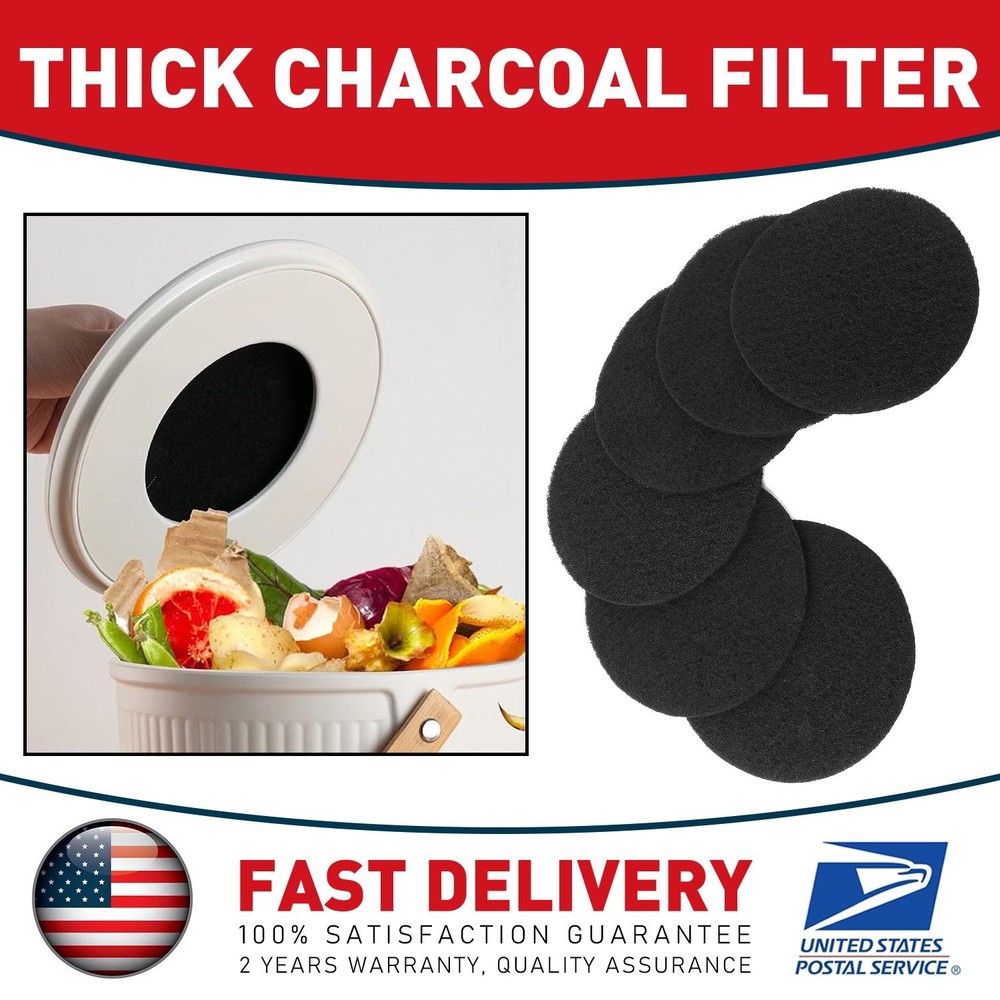 6 Pack 6.7 Inch Compost Bin Filter Media Absorb Unpleasant Odors Efficiently
