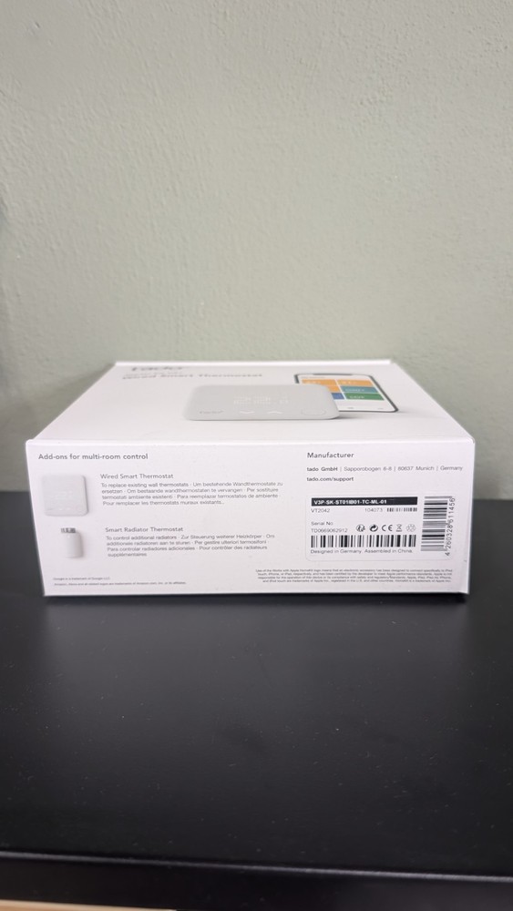 tado° V3+ Smart Programmable Thermostat Kit - White Wifi New