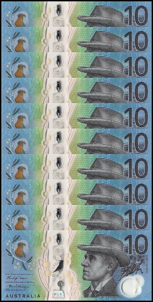 Australia 10 Dollars, 2017, P-63, UNC, Polymer X 10 PCS