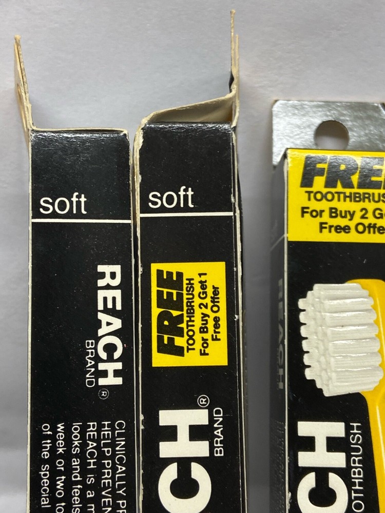 6 reach toothbrush yellow soft distressed box