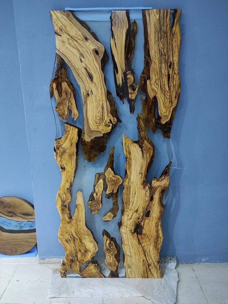 Personalized Unique Live Edge Resin Epoxy Table, Custom Blue Ocean Epoxy Resin