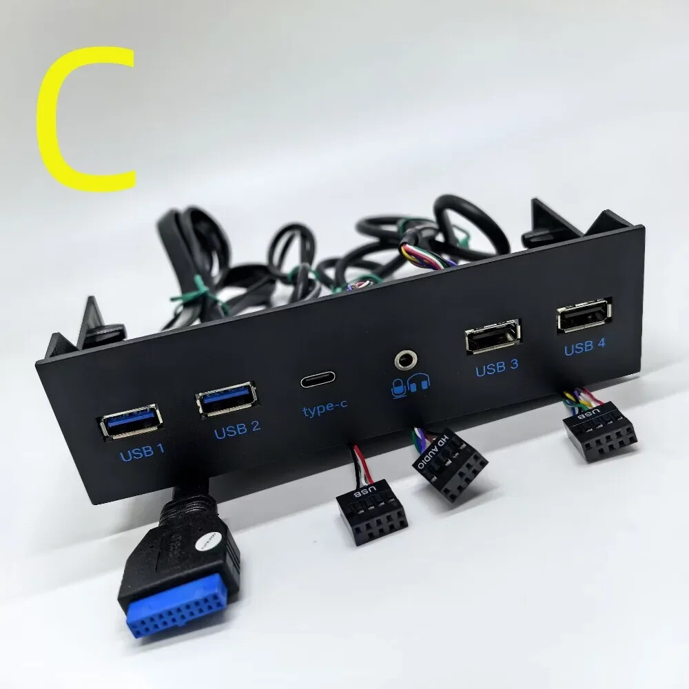 Host Case 19P 9P To USB 3.0 2.0 Combo Audio Type E Type-C 3.1 5.25in Front Panel