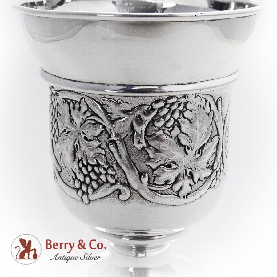 Repousse Grape Vine Footed Beaker International Sterling Silver 1940
