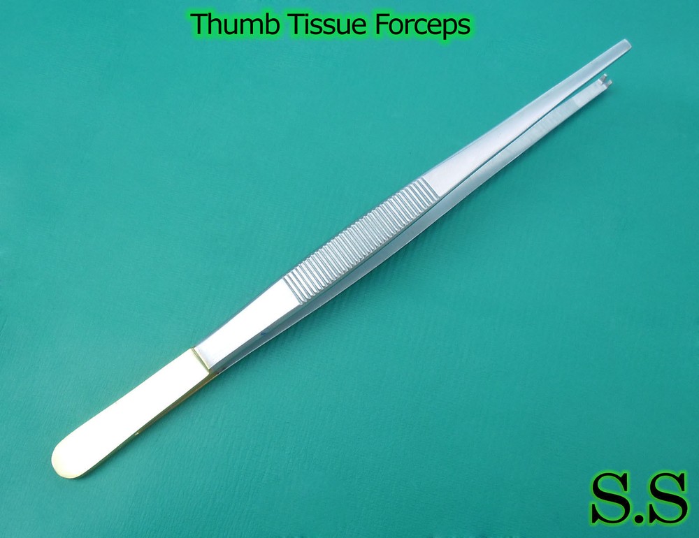 THUMB TISSUE FORCEPS 7" GOLD PLATED SURGICAL INSTRUMENTS