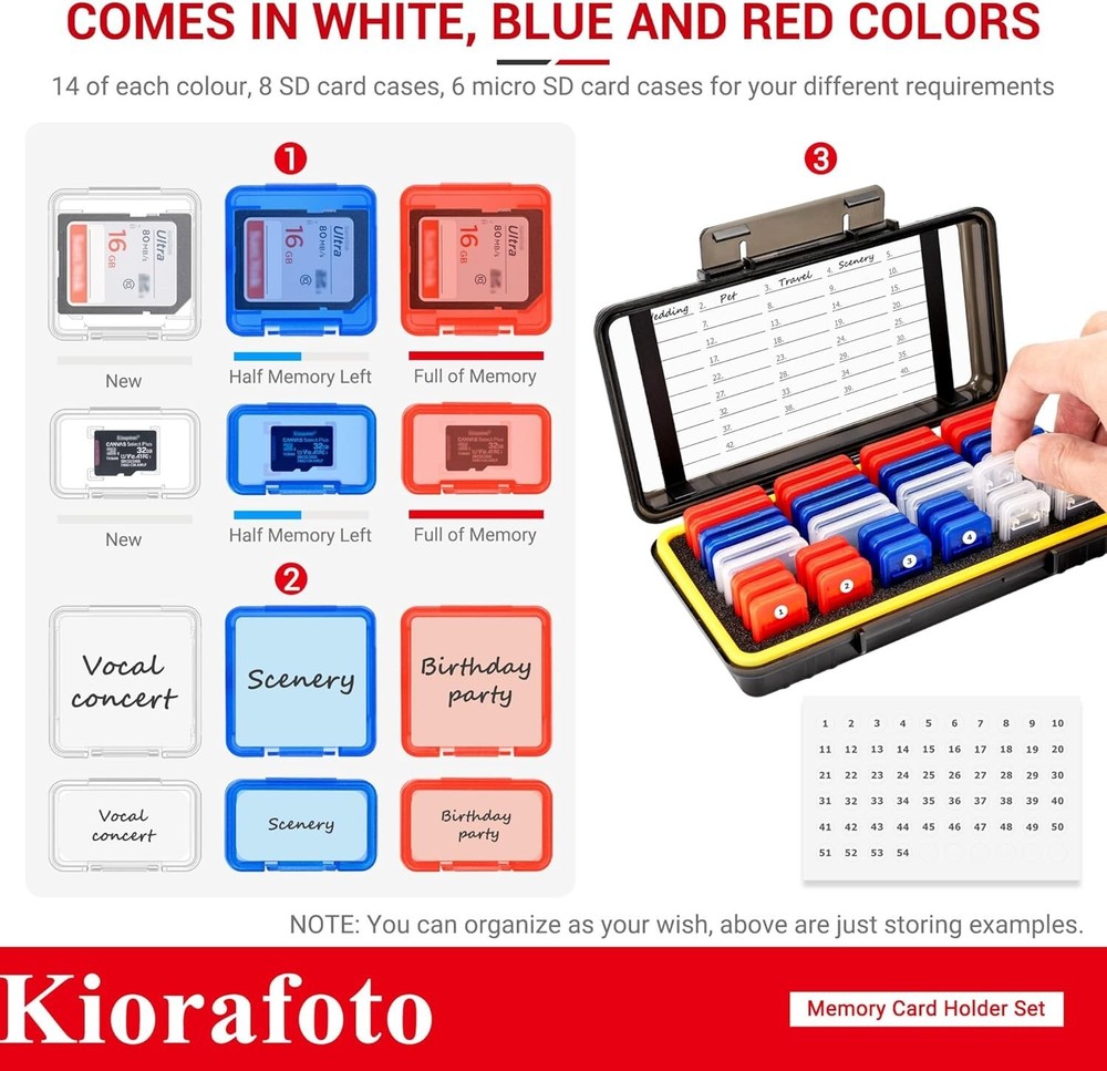 Memory Card Case Waterproof 42 Holders Capacity SD MicroSD Organizer Protector