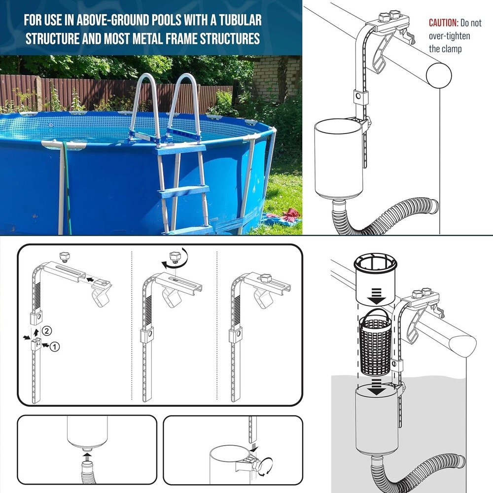 Automatic Pool Surface Skimmer with Strainer Basket - Low Maintenance Solution