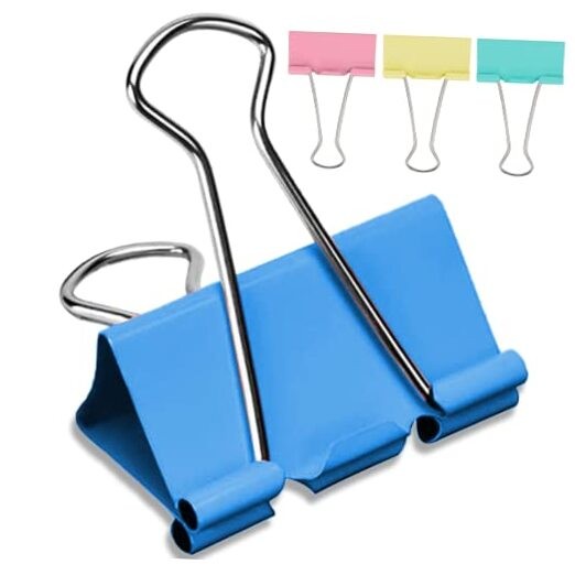 2 Inch Extra Large Binder Clips (24 Pack), Assorted Colors, Colored 24 Pcs