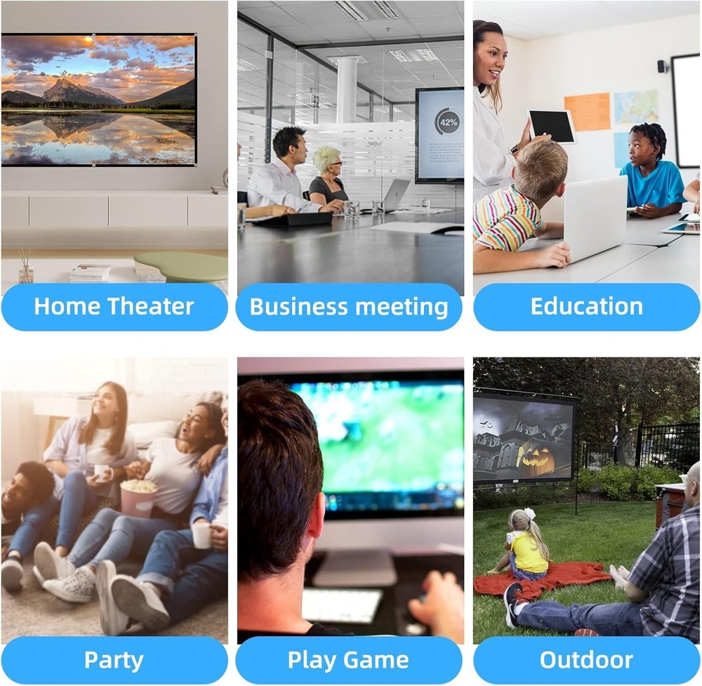 Durable Polyester 4K Projector Screen - Adjustable & Lightweight Design