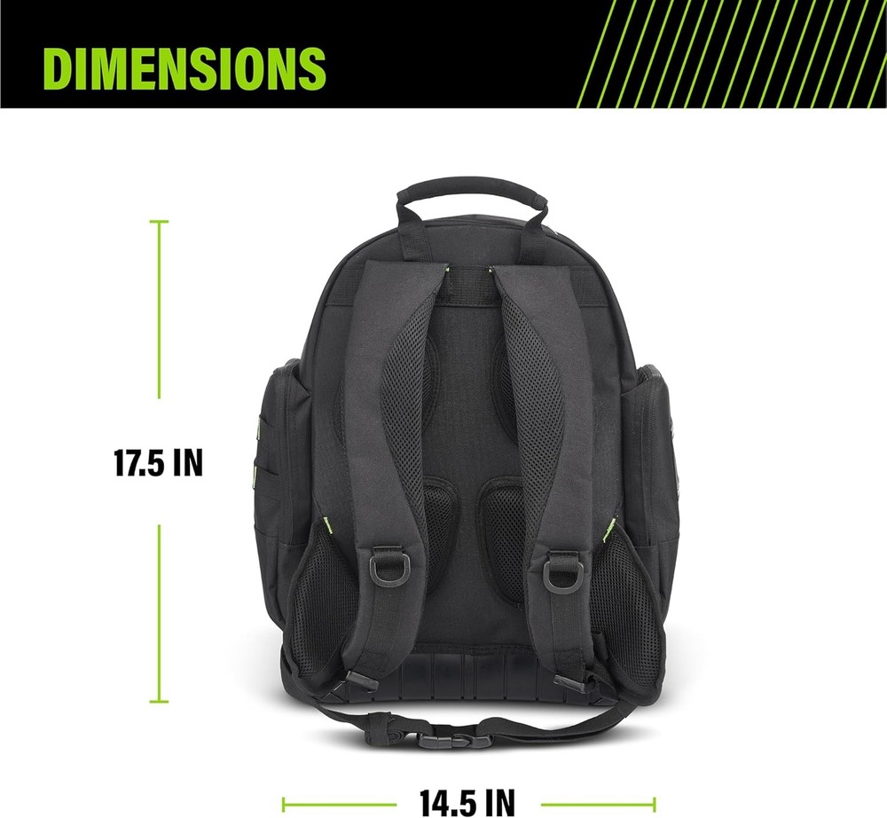 Extreme Tool Backpack Rugged Polyester Jobsite Backpack W/ Waterproof Molded