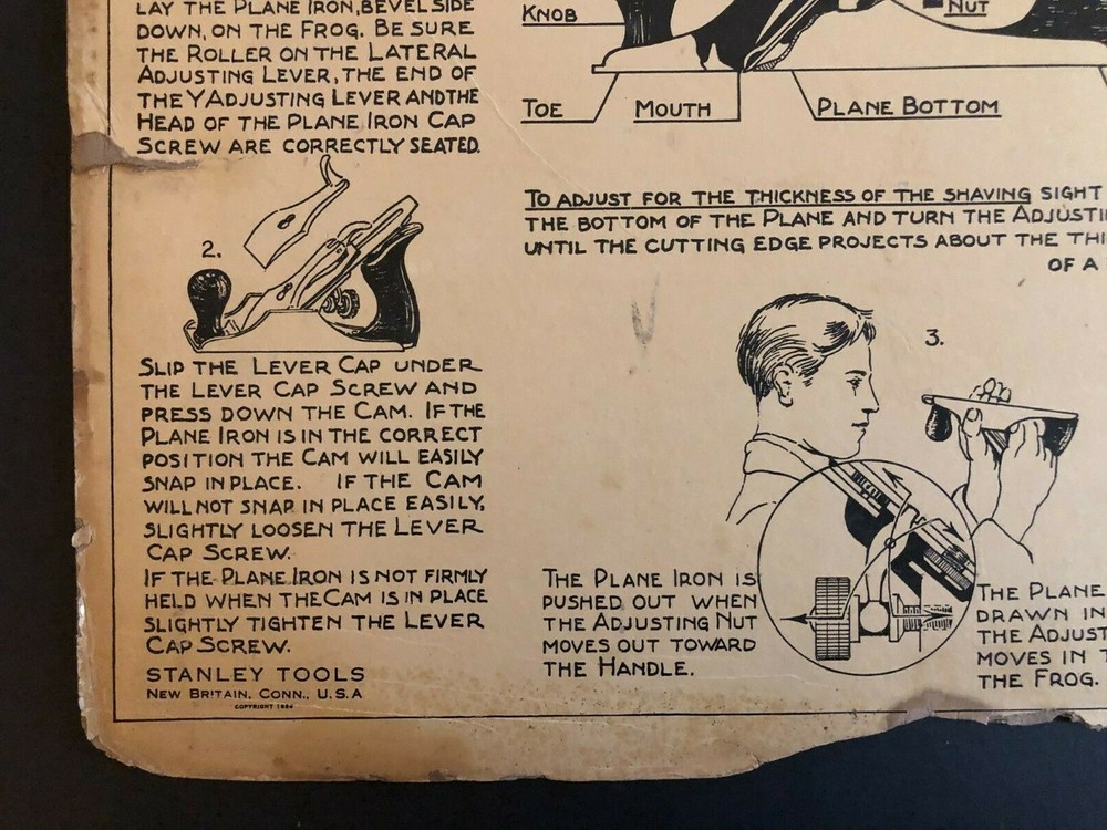 Vintage 1928 Stanley Tools Double Sided Pressboard Instructional Chart (14 / 14)