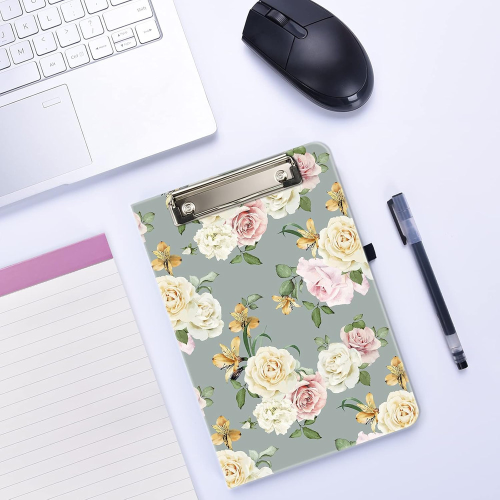 Hongri Mini Clipboard Folio with Refillable Lined Notepad and Interior Storage P