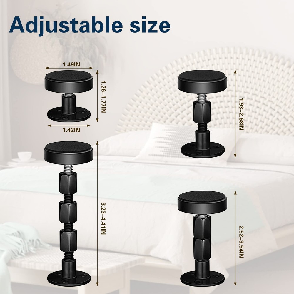 4PCS Headboard Stoppers for Wall, Adjustable Bed Frame Anti-Shake Tool, Bed W...