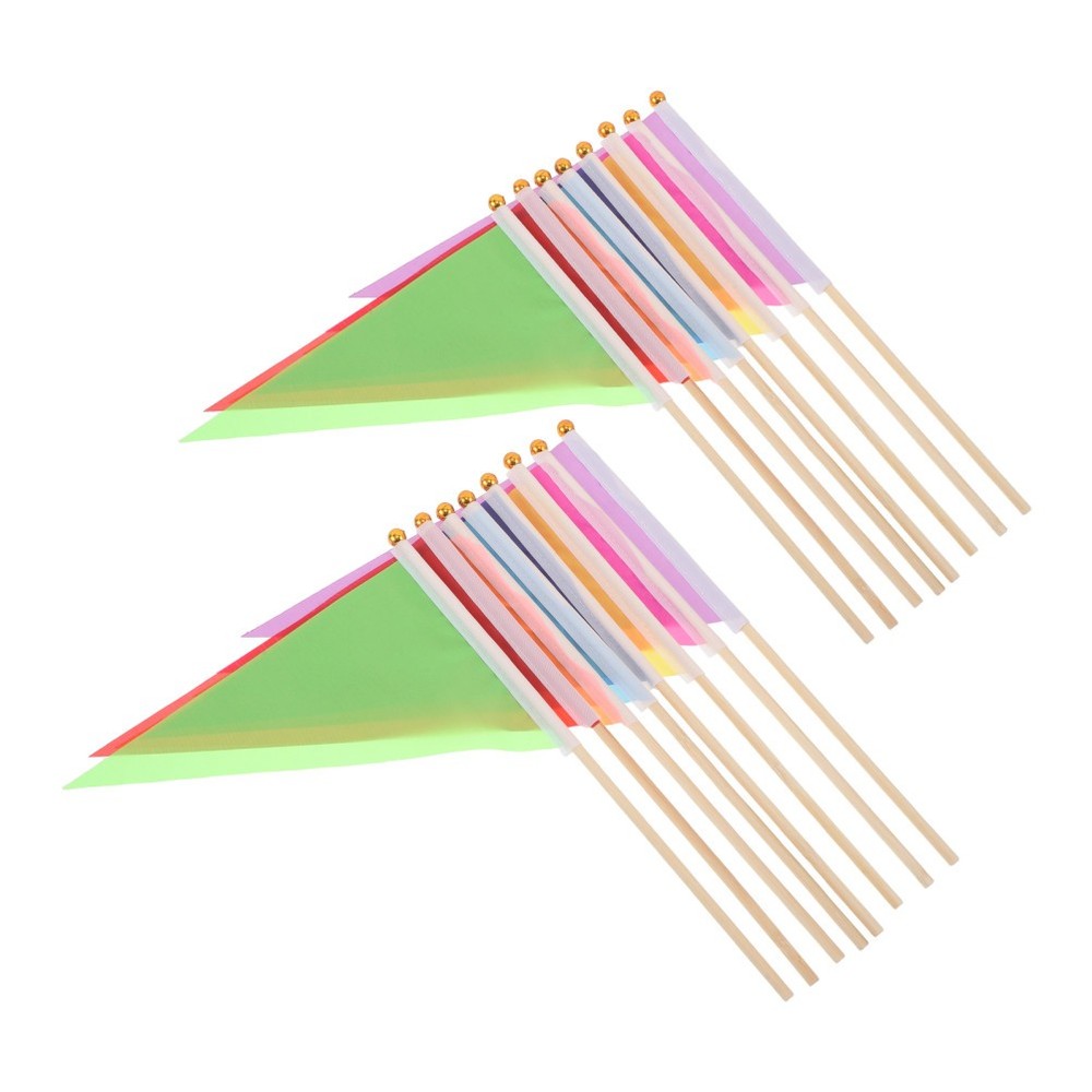 16pcs Garden Marking Flags - Small Triangular Yard Markers with Bamboo Sticks