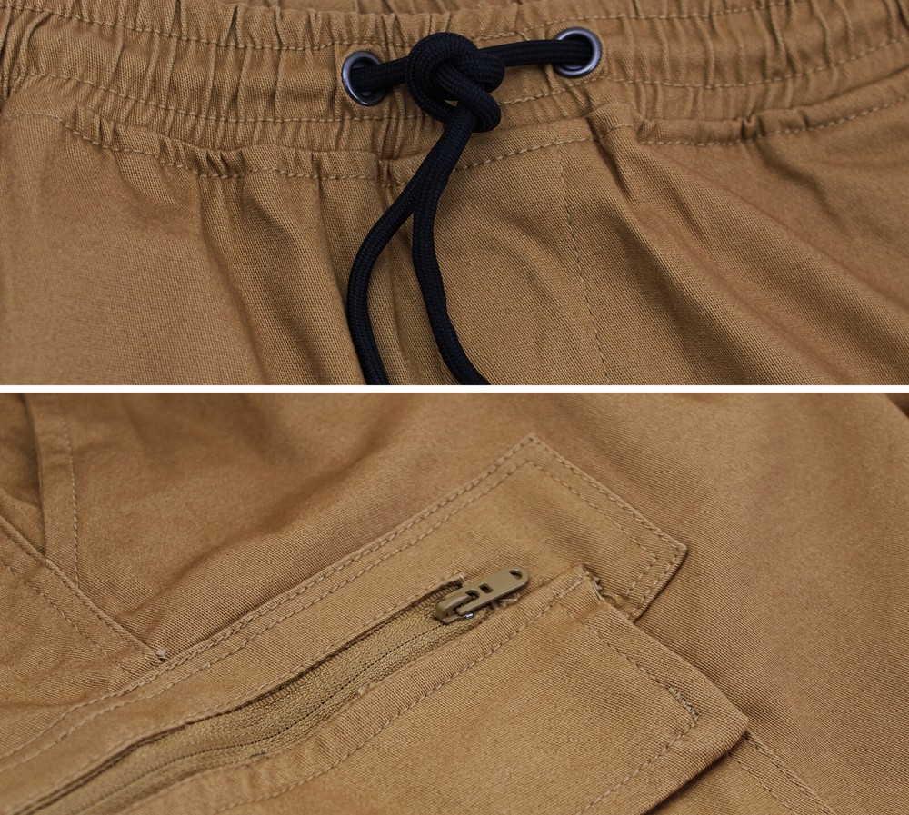 Men's Drawstring Elastic Waist Lightweight Multi Utility Pocket Cargo Shorts