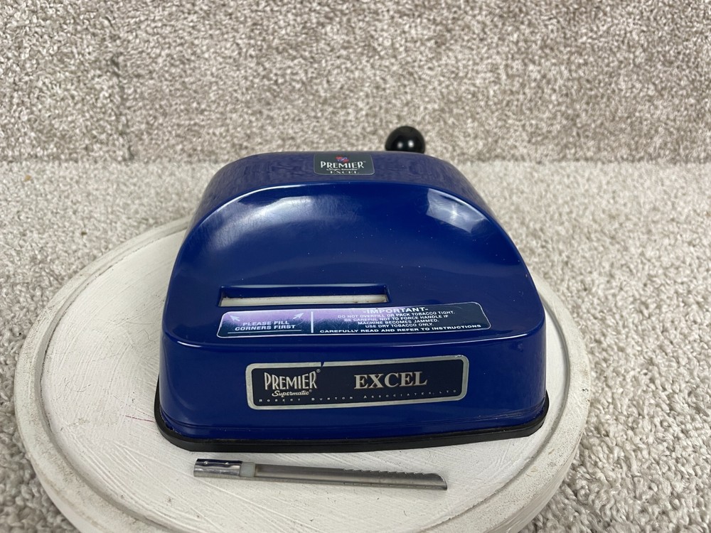 Premier Supermatic Excel Cigarette Making Machine w/ Manual 6"x2.5 Blue