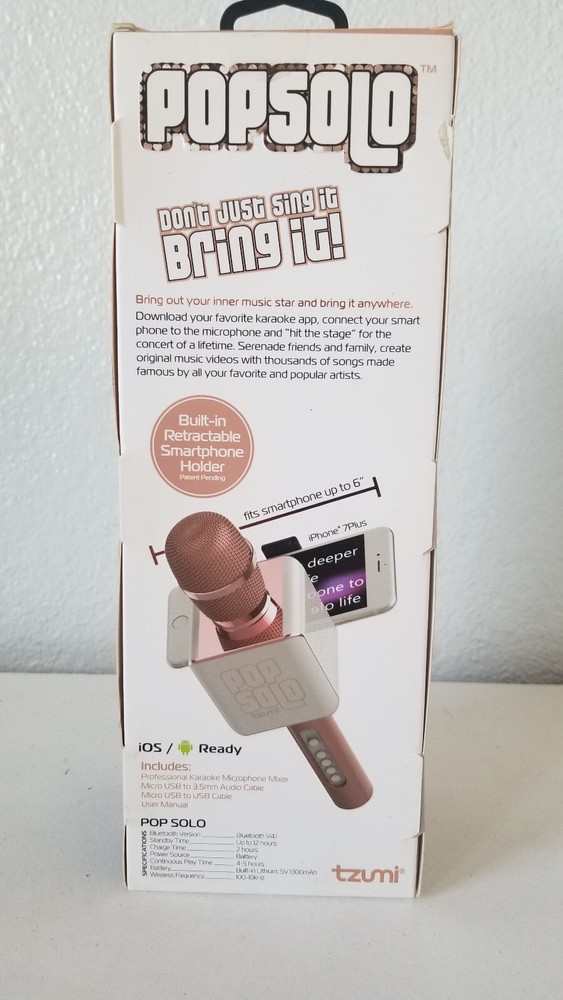 Pop Solo Bluetooth Karaoke Microphone / New