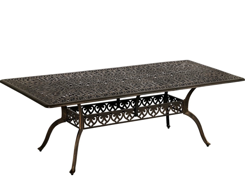 86.6in Rectangular Cast Aluminum Outdoor Dining Table with 2 " Umbrella Hole