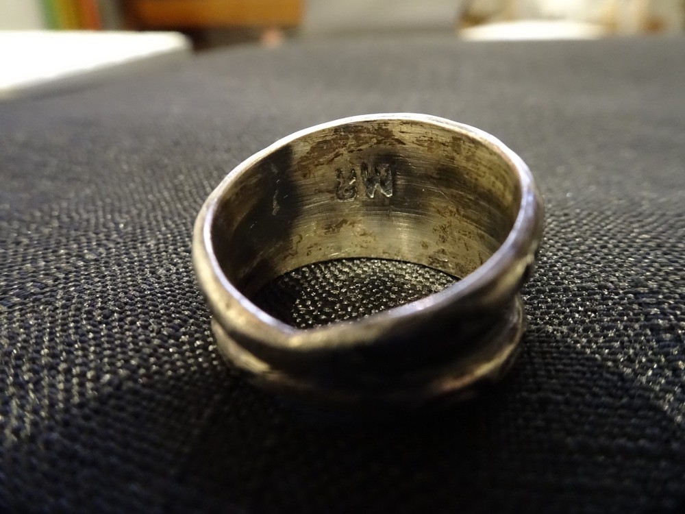 # 758-NATIVE STERLING SILVER 4 STONE RING -SIZE 9---MA OR MR NOT SURE
