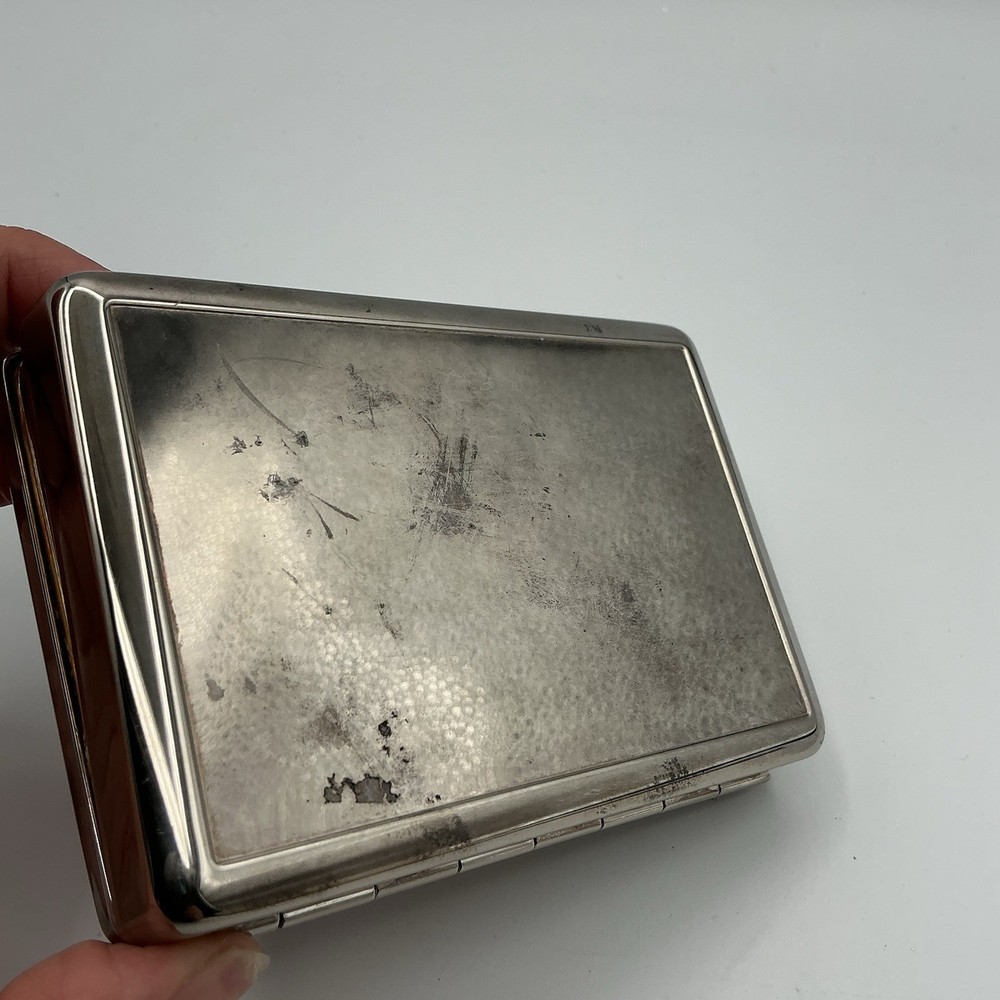 Vintage Silver plated Compact Tissue Holder W Mirror Etched GAIL