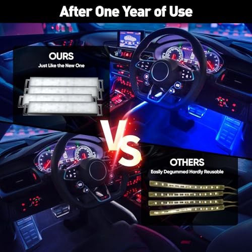 Honalia Car LED Lights Interior, Ambient APP Control 4-Lines Cigarette Lighter