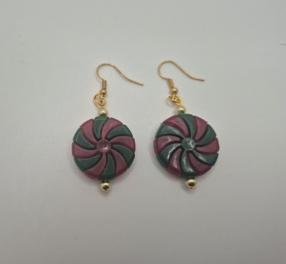 Red & Green Peppermint Earrings