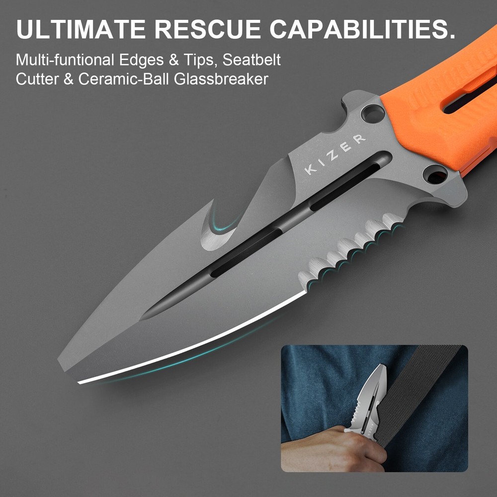 Kizer NORCROSS Fixed Blade Double-Edged Nitro-V Blade G10 Handle ZX-FB01A6