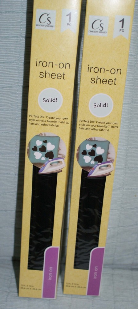 2-Crafter's Square Solid Iron-On Paper 12 x 12" Black Fast Shipping