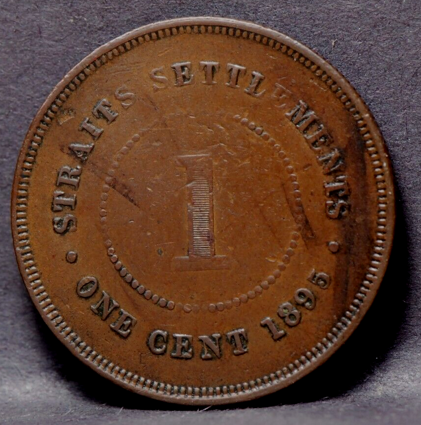 Straits Settlements 1895 Cent, Extremely Fine, some Reverse marks, 5-21*