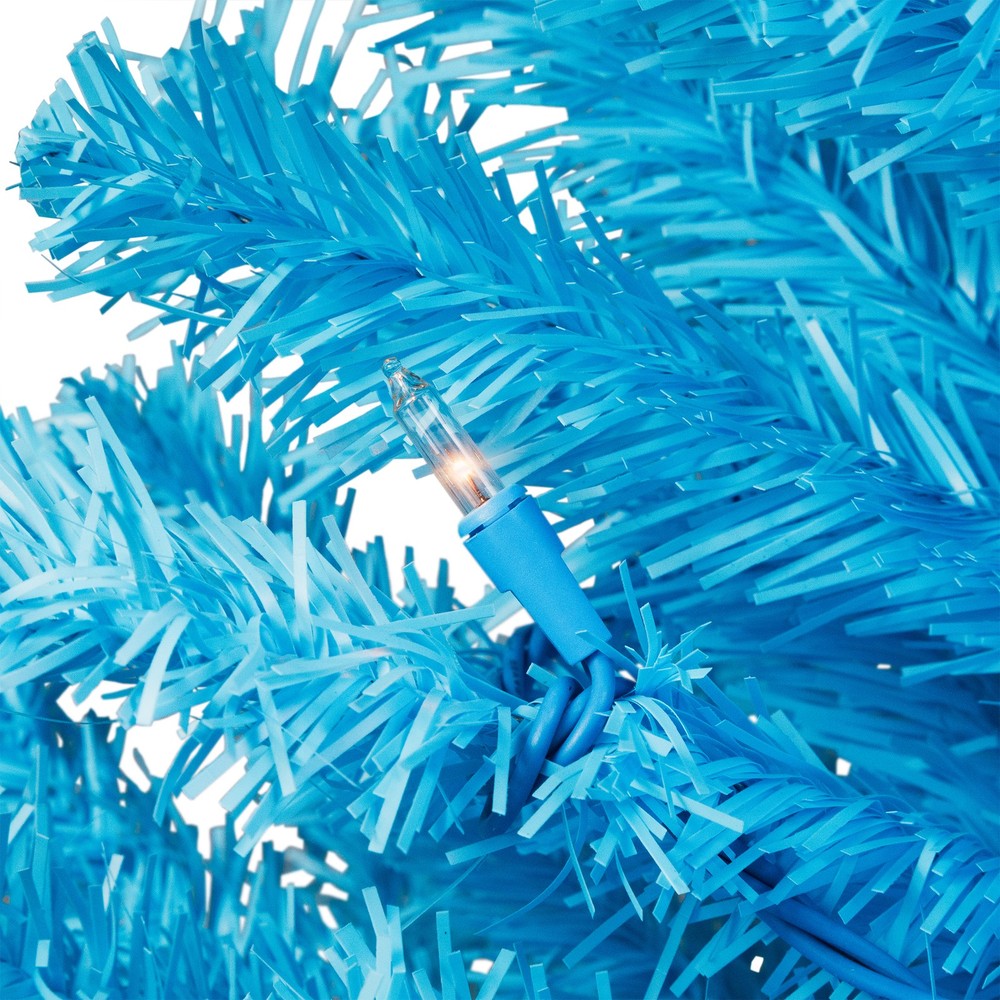 Pre-Lit Medium Artificial Pine Christmas Tree - 4' - Sky Blue - Clear Lights