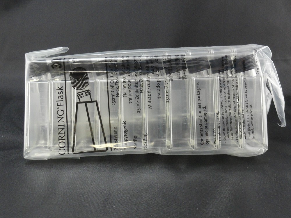 80 Corning 25cm² Cell Culture Flasks 3055 Angled Neck Triangular Sterile Treated