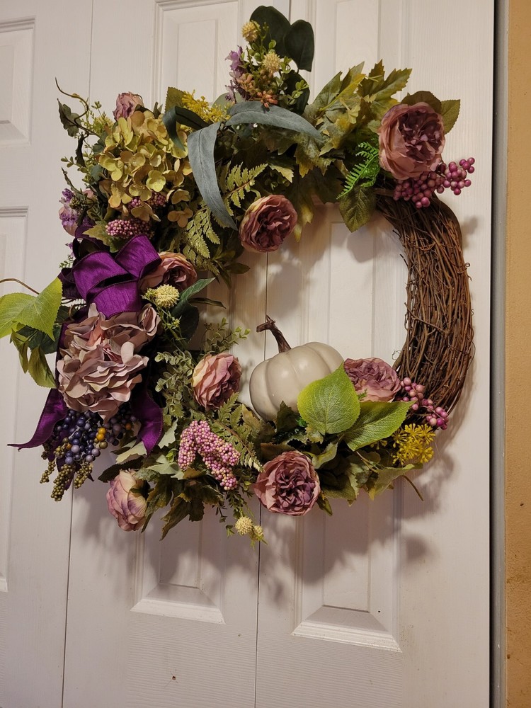 Fall Plum and Green Grapevine Wreath